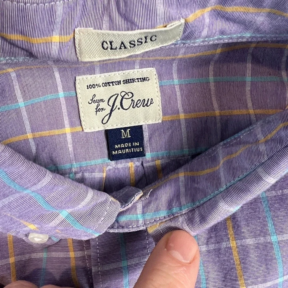 J.Crew Button Down Shirt Men's Medium Classic Fit Plaid Cotton Shirt Long Sleeve